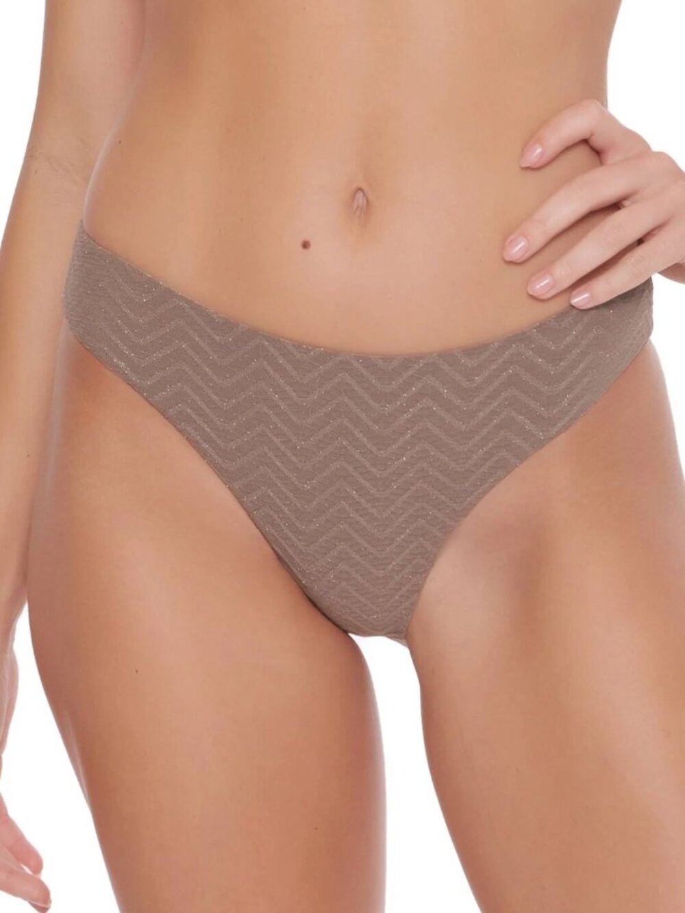 Trina Turk 'Empire' French-Cut Bikini Bottom, Sandstone/Metallic